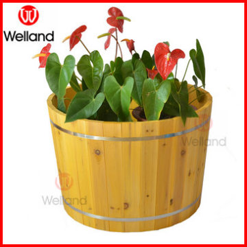 Wooden Barrel Planter Boxes Balcony Flower Planting
