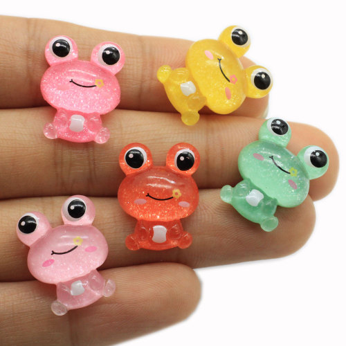 Kawaii Jelly Color Frog Flat Back Resin Decoration Artificial Animal Diy Deco Children Scrapbook Making Parts Home Wall Ornament