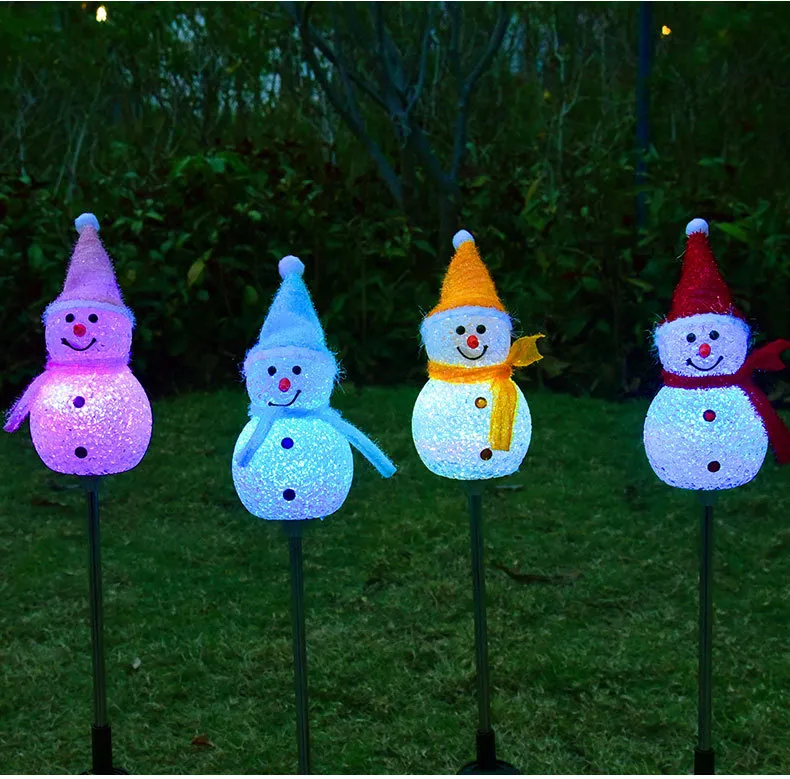 Illuminating Festive Snowman Solar Floor Lamps for Outdoor Decor