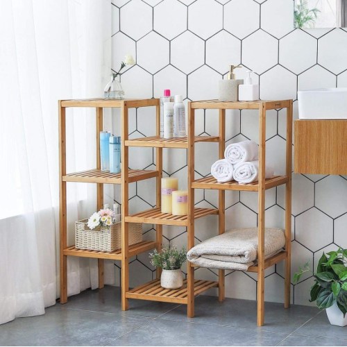 Bamboo Customizable Plant Shelf Display Rack Utility Shelf