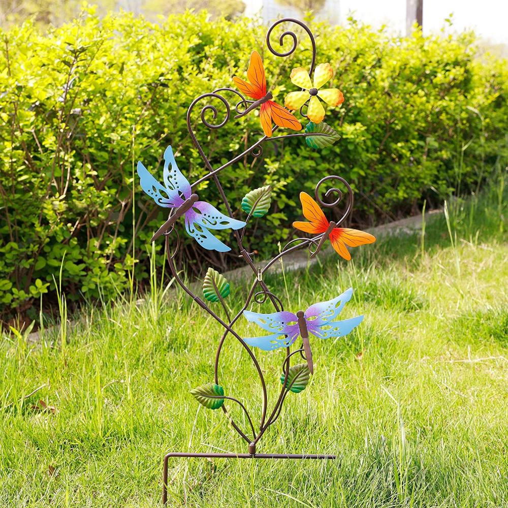 Dragonfly Flower Garden Stake Decorative Yard Stake