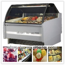 italian ice cream showcase; ice cream refrigerating showcase