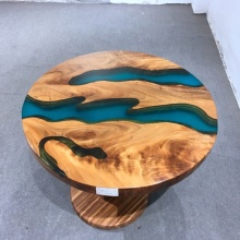 Custom Made Epoxy Resin Wood Table Top Round Dining Table - 4 Feet Diameter