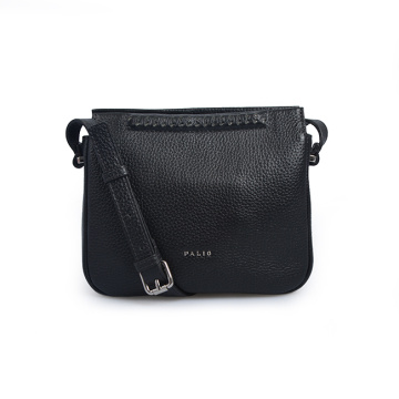 Mini Fashion Lady Black Zipper Crossbody Leather Bags