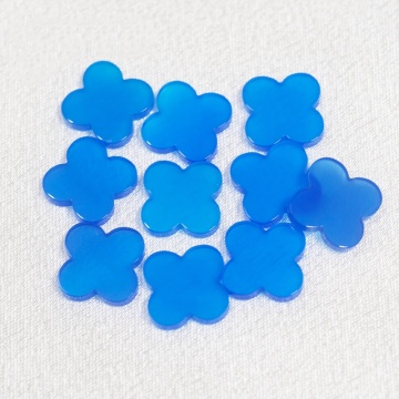 Wholesale Clover Natural Blue Agate Stone For Jewelry