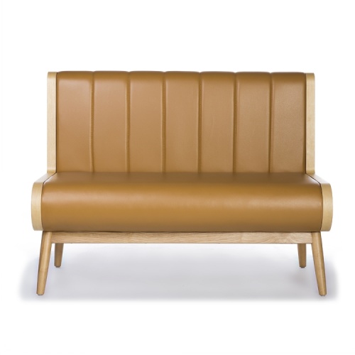 Solid Wood Leather High Back Restaurant Booth sofa