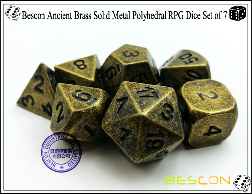 Bescon Antiguo latón de metal sólido Polyhedral juego de dados RPG de 7-5 Bescon Ancient Brass Solid Metal Polyhedral RPG Dice Set of 7-5