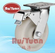 Heavy duty double brake castors, nylon wheel