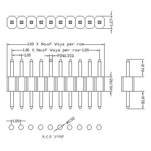 1.00 mm Pin Header Single Row Straight Type