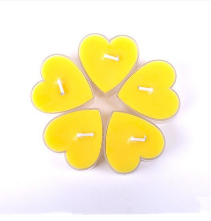 yellow heart tealight candle 