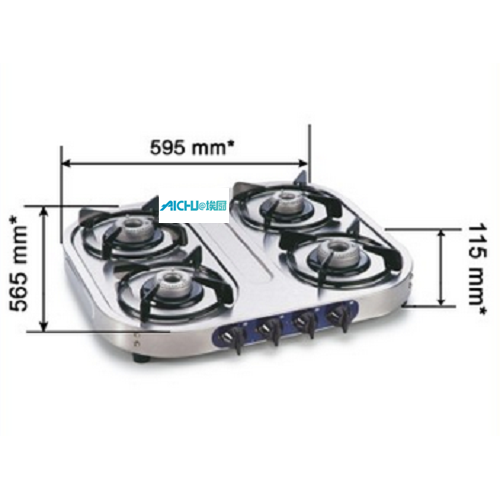 Estufa de gas de acero inoxidable de 4 quemadores