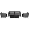 Dious office living room furniture arcuate comfortable 3 seaters modern artificial synthetic leather sofa
