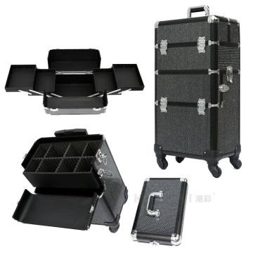 2 in 1 quality rolling makeup case