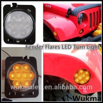 Pair 07-15 Jeep Wrangler JK Fender Clear Parking Side Marker Lens Kit LED Lights, Fender Side Marker Lights