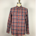 Rotblau Plaid Langarmhemd