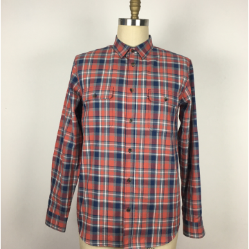 Red blue Plaid Long Sleeve Shirt