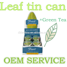 sugar free green tea with orange flavour in leaf tin can