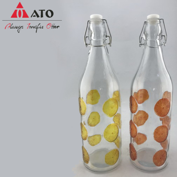 Customized wine bottle Glass Bottle with Clip Stoppers