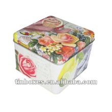 Delicate small square cosmetics plain tin case
