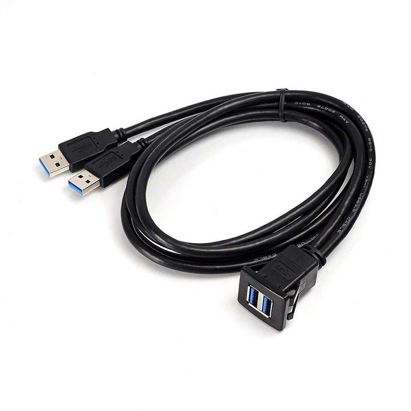 CUSTOM Male to Female Waterproof Flush Mount Dual USB3.0 Cable