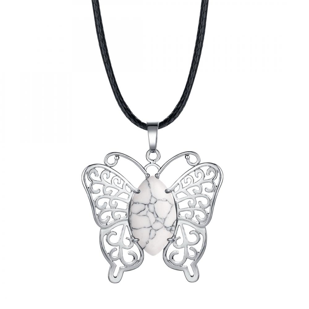 Бабочка Драгоценный Камень Ожерелье Для Женщин Девушки Красивые Животные Кристалл Ожерелья Ювелирные Изделия
