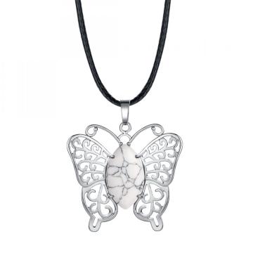 Butterfly Gemstone Pendant Necklace For Women Girls Beautiful Animal Crystal Necklaces Jewelry