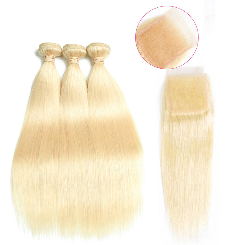 Wholesale 613 blonde ombre color cuticle aligned original brazilian human hair extensions straight wave.