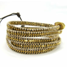 hot wholesale leather wrap bracelet alloy beads bracelet