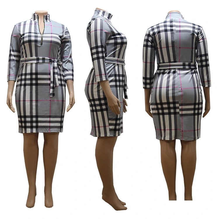 Fancy Good Quality Sexy Bodycon Dress Womenoversized Shirt Long Sleeve Checker Dress Women