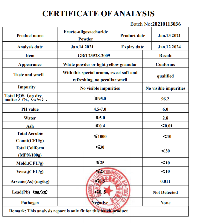 بيع المصنع مباشرة FOS Fructo-oligosaccharide Powder