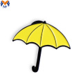 Metal custom logo yellow umbrella enamel pin