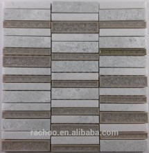 Strip backsplash marble mix crackle ceramic mosaic tile