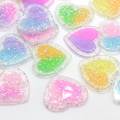 39mm Glitter Heart Resin Cabochon mit flachem Rücken für DIY Craft Supply Dekoration Charm