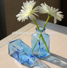 Zibo glasslucky hotsale painted glass vase in abnormal shape home decorative
