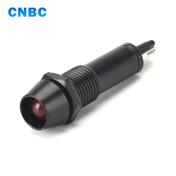 8mm Mini Metal Black Shell LED Indicator Light - Red with Green LED, 12v/110v/220v, Pins Included
