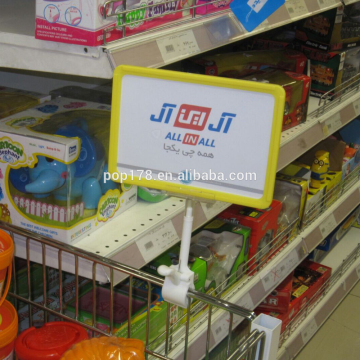 Supermarket Plastic Price Tag Frame Holder With Clamp