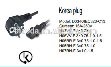 Korea rubber power cords