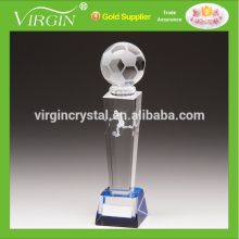 Clear Crystal VIP Trophy With Sandblast Crystal Soccer Ball For VIP Souvenirs