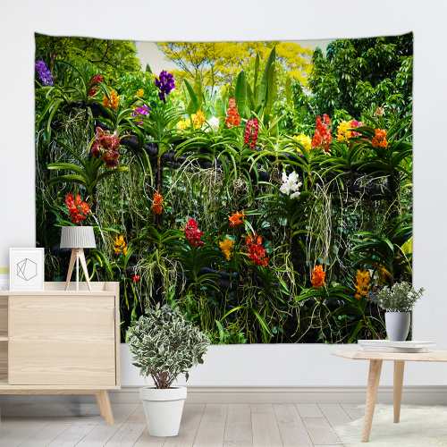 Flowers Plants Tapestry Wall Hanging Forest Green Flowers Rattan Nature Style Tapestry for Livingroom Bedroom Dorm Home Decor