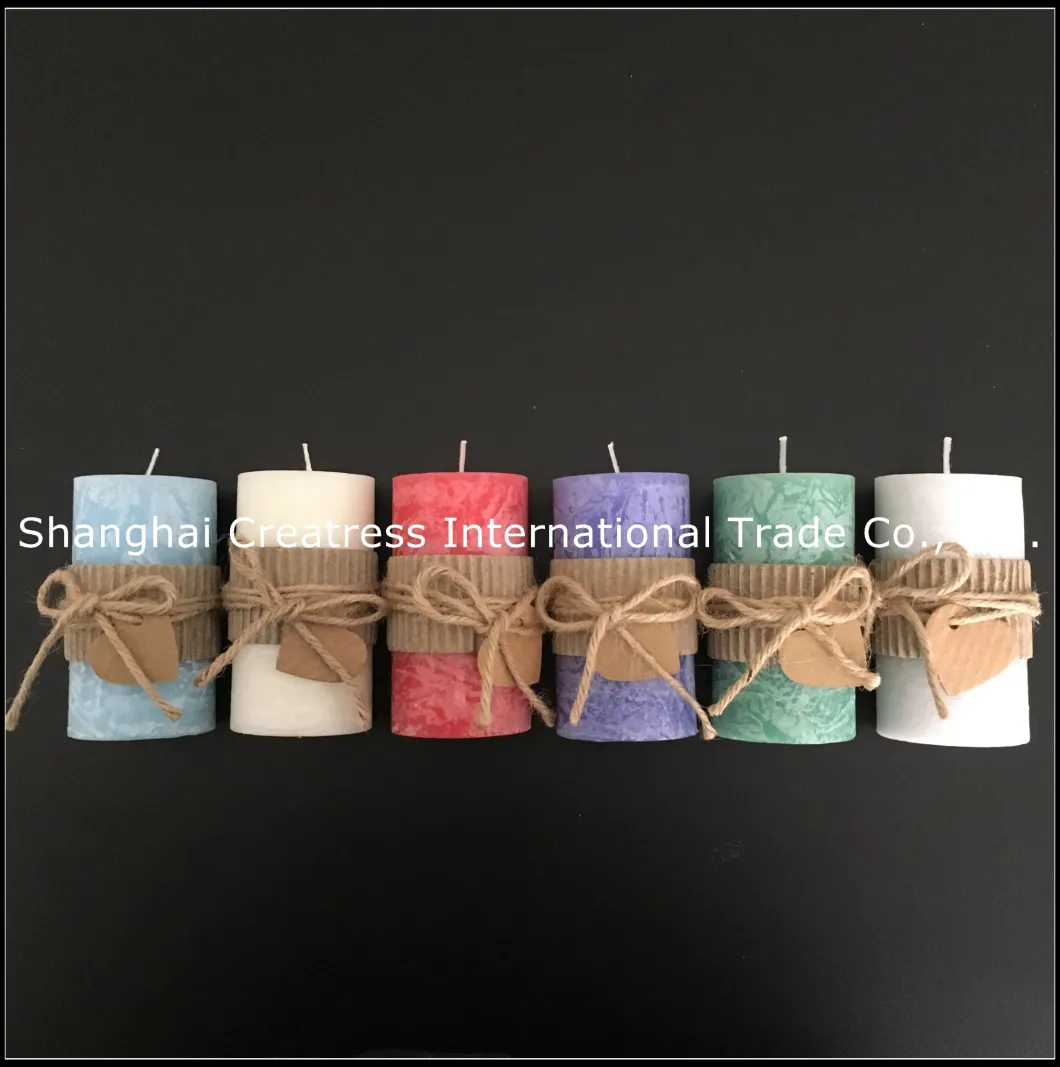 Experienced Supplier Home Use Light Blue Vanilla Flavor Assorted Sizes Country Style Pillar Candles Cheap Bulk