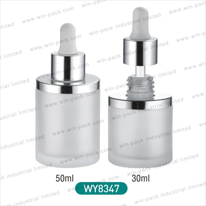 Hot Sale Glass Dropper Bottle 30ml Flat Shiny Silver Shoulder