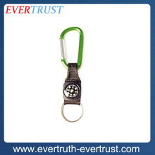 custom metal 6cm carabiner keychain with compass