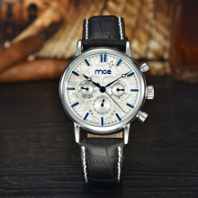 Elegant style genuine leather chronograph watches