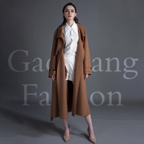 Dark brown double-sided cashmere coat