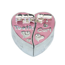 Baby heart shape Epoxy with silver first tooth box and curl box set