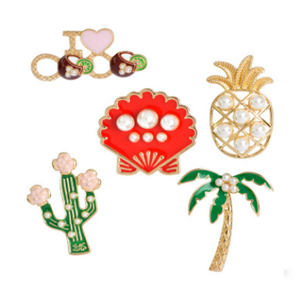 Conjuntos de alfileres de solapa de esmalte Cute Cartoon Plant Pearl Pineapple Badges Broches para ropa Bolsas Mochilas Chaquetas Sombrero Joyería DIY Ac