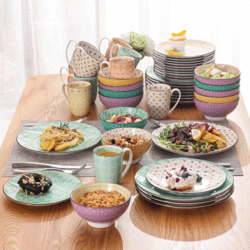 Porcelain Dinnerware Set Plate Set with Dinner Plate,Dessert Plate,Bowl,Mug Set