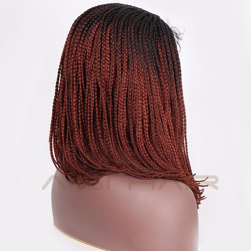 Aisi Hair Synthetic Braid Box Ombre Red Glueless Lace Front Wigs For Black Women Long Straight Heat Resistant Lace Front Wig