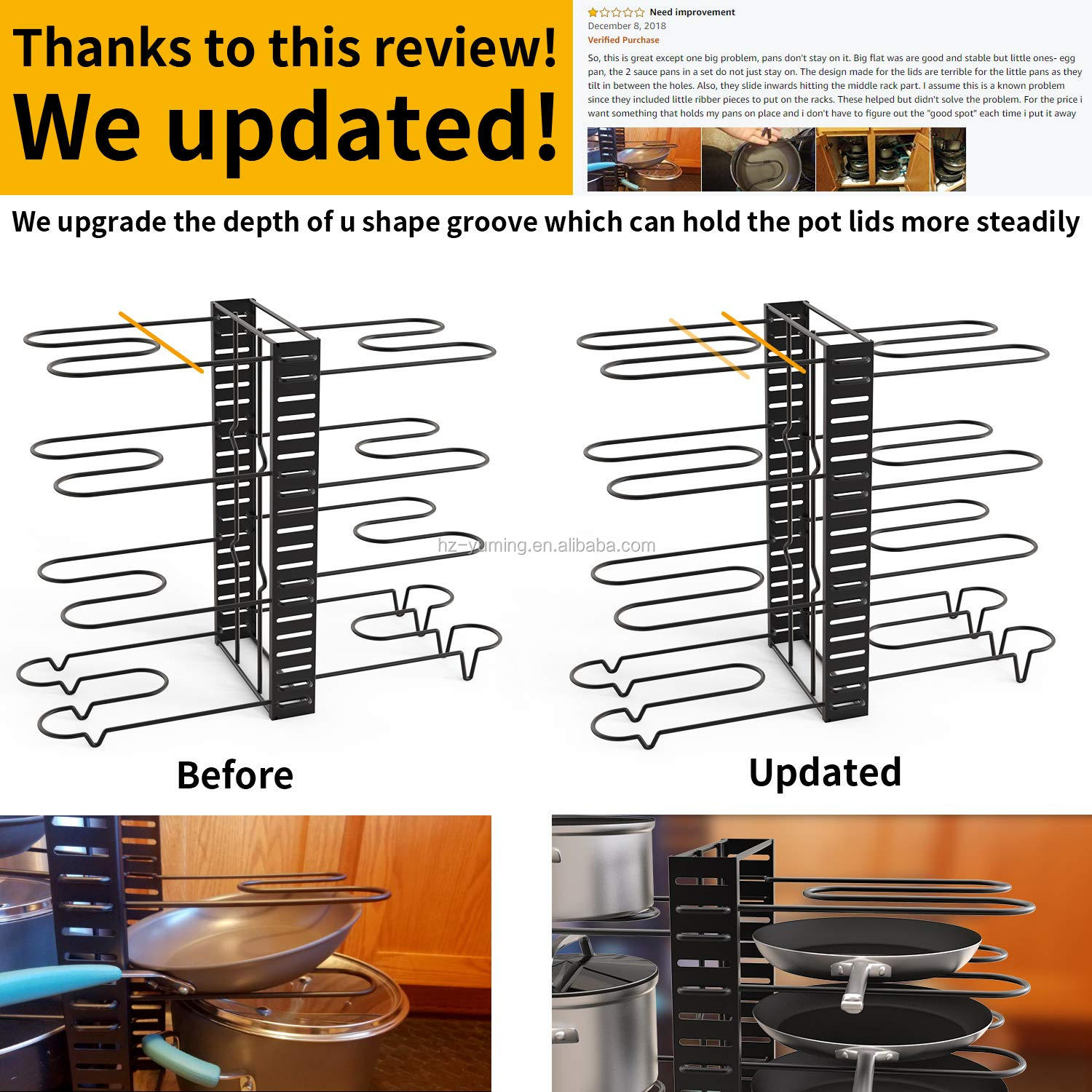 2019 New Arrival Amazon Hot Adjustable Metal POT Organizer,Kitchen Organizer Rack,Pan Rack For Kitchen