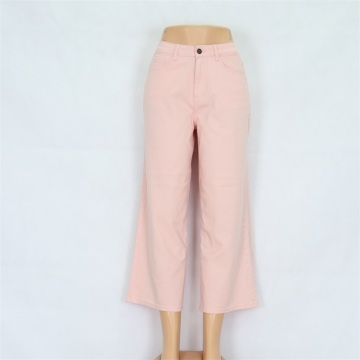 Kvinders lyserøde brede ben jeans engros